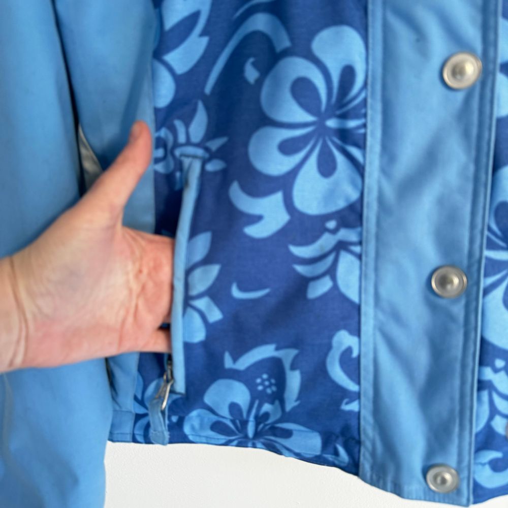 Vintage Obermeyer Ski Puffer Jacket Womens 6 Blue Floral 90s Snow Boarding‎ - Picture 3 of 16